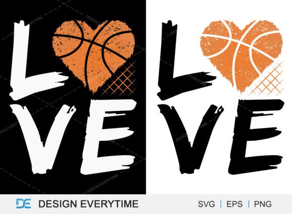 Love Typography with Basketball Vector for T-Shirt Graphics